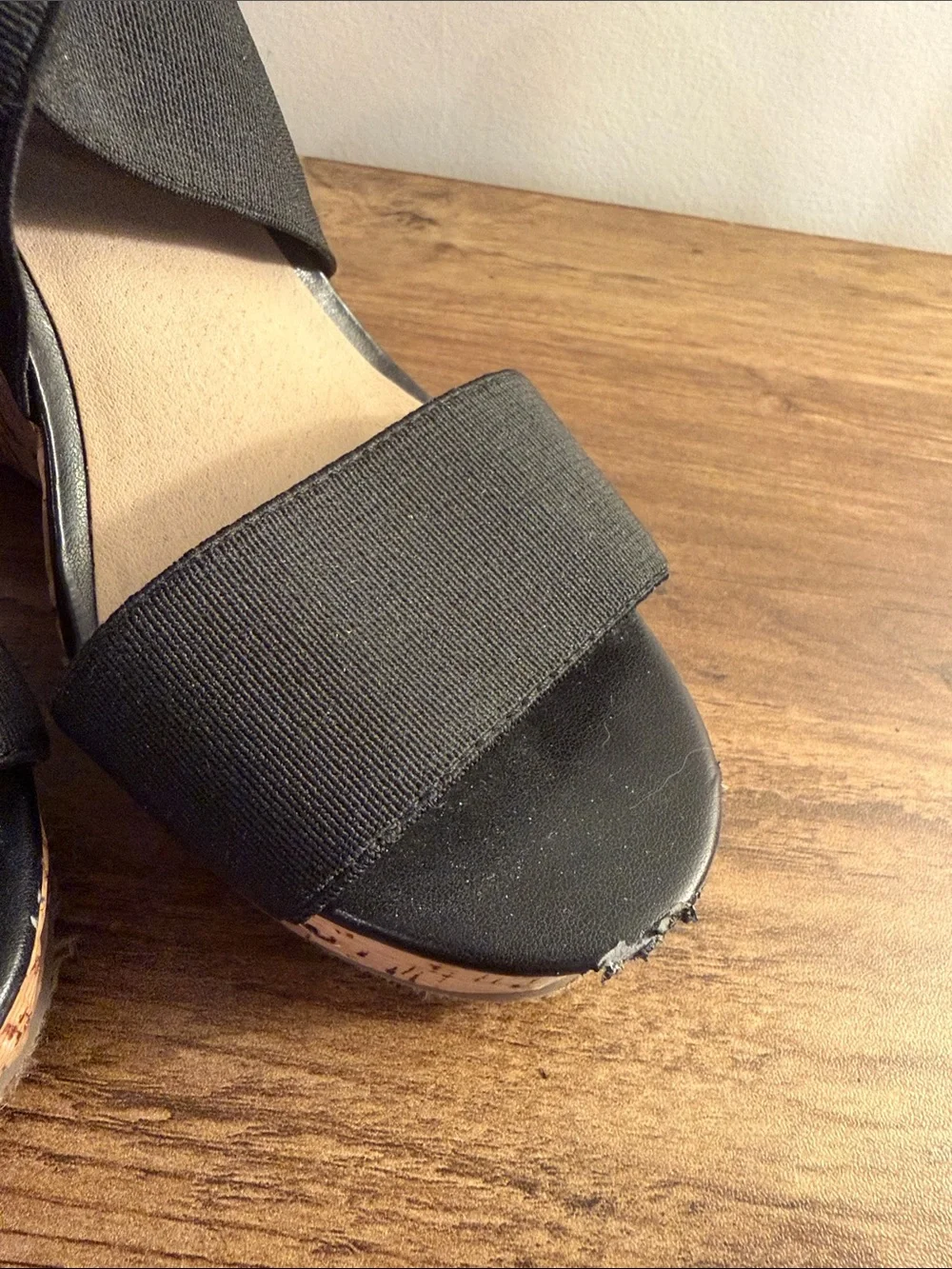 Steve Madden Black Cork Wedge Sandals with Crisscross Straps - Women